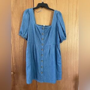 NWT - Old Navy Square-Neck Denim Dress with Button Front